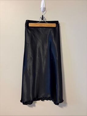 Encore Jeans Black Satin-Look Midi Skirt